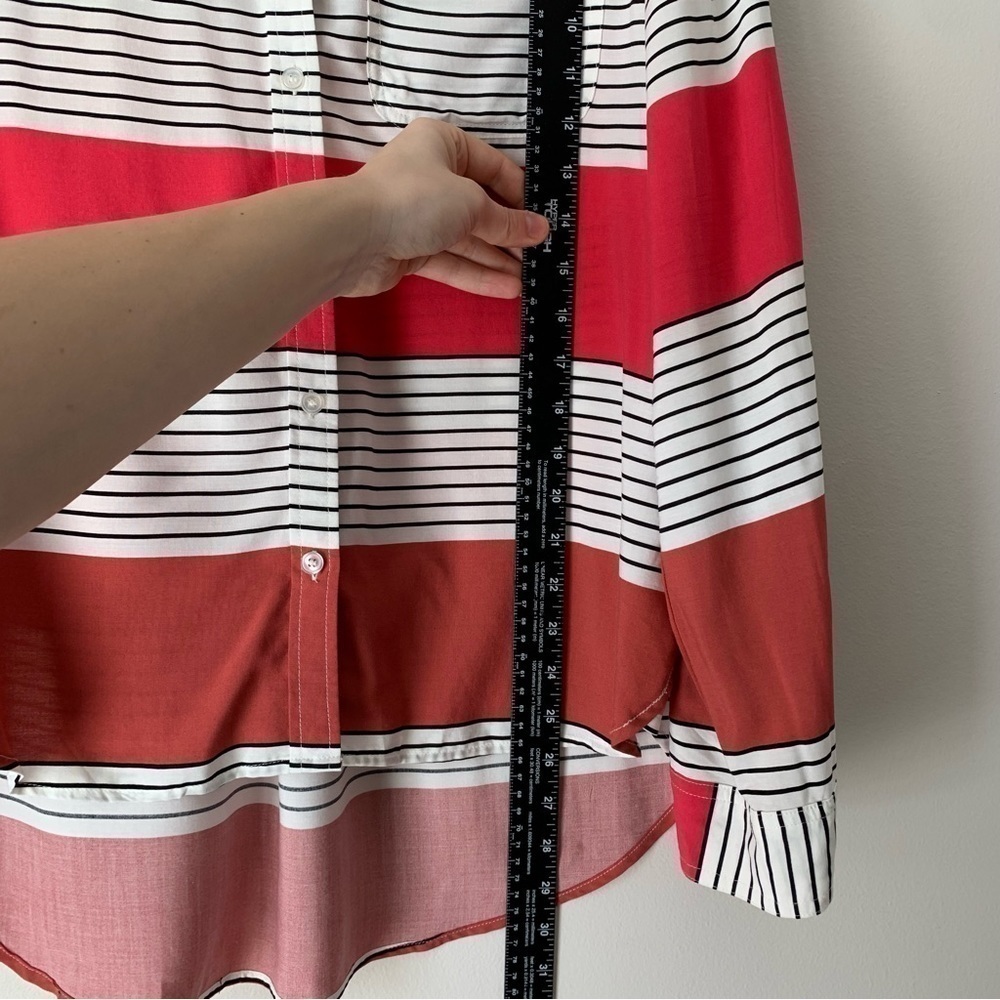 VELVET Heart white and pink Striped button down blouse long sleeve top Size L - Picture 7 of 10